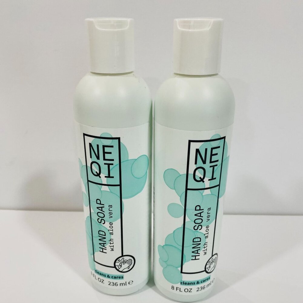 Set of NEQI Hand Soaps with Aloe Vera 8oz Bottle Brand New! Vegan. Paraben, Glut